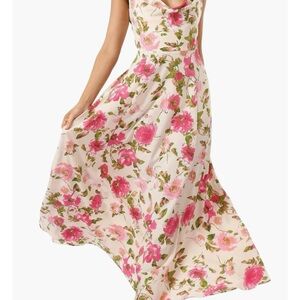 Petal & Pup Violetta Floral Cowl Neck Maxi, Pink and Ivory